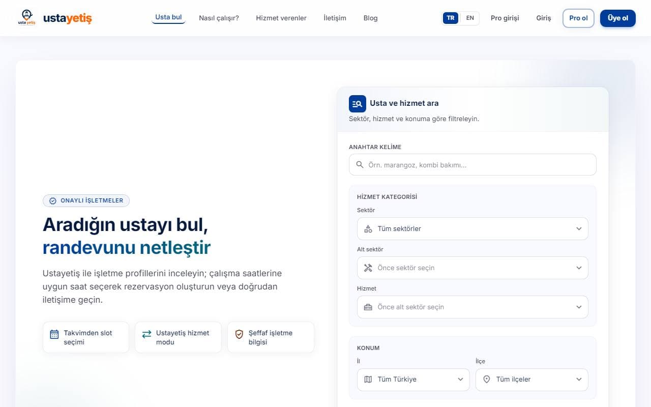 ustayetis.com web sitesi önizlemesi